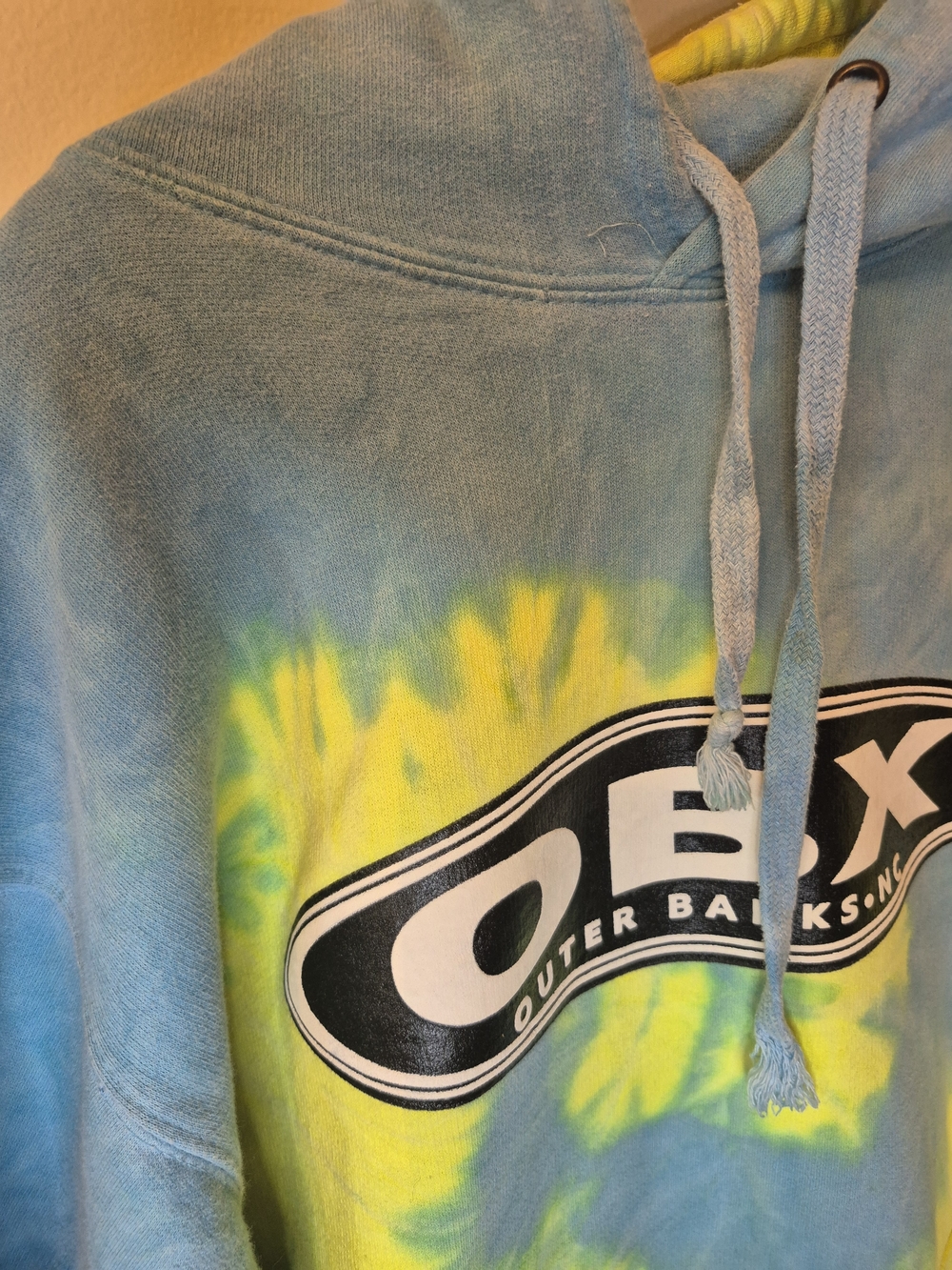OBX Tie-Dye Pullover Hoodie in Blue and Yellow - Picture 4 of 13